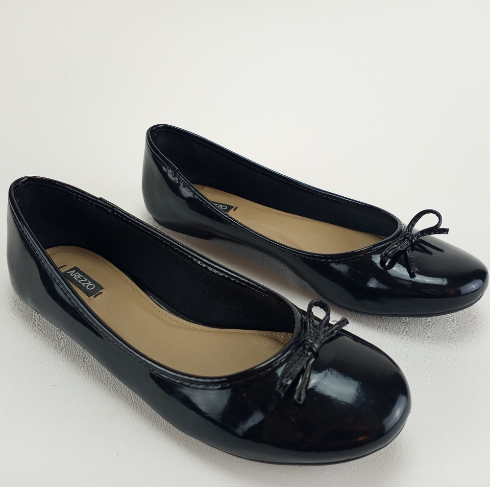 AREZZO Ballerina Flats Shoes Shiny Black